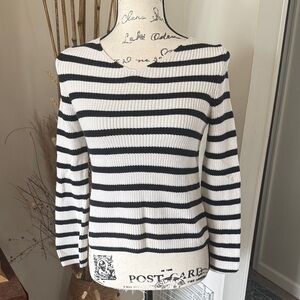 Loft Sweater With Black & White Stripes Size “XS”